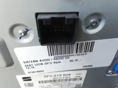 Second-hand car spare part audio system / radio cd for seat leon (5f1) style connect oem iam references 5f0919604  