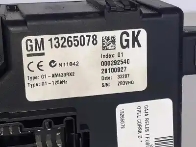 Second-hand car spare part fuse box unit for opel corsa d corsa d oem iam references 13265078 28100927 000292540