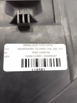 Second-hand car spare part right headlight for volkswagen touareg (7la, 7l6, 7l7) 3.2 v6 oem iam references 7l6941018bg / 3d0909157  