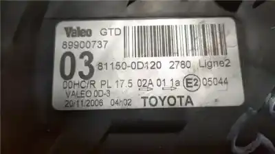 Second-hand car spare part right headlight for toyota yaris (ksp9/scp9/nlp9) 1.4 turbodiesel cat oem iam references 811500d120