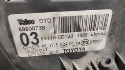 Second-hand car spare part left headlight for toyota yaris (ksp9/scp9/nlp9) 1.4 turbodiesel cat oem iam references 811100d120