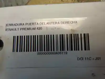 Second-hand car spare part front right door lock for renault premium 420 oem iam references   