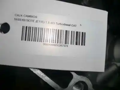 Peça sobressalente para automóvel em segunda mão caixa de velocidades por nissan note (e11e) 1.5 dci turbodiesel cat referências oem iam jr5177  