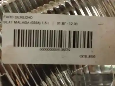 Second-hand car spare part RIGHT HEADLIGHT for SEAT MALAGA  OEM IAM references   