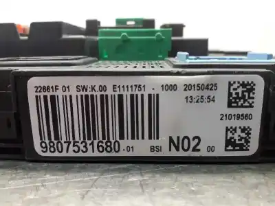 İkinci el araba yedek parçası röle/sigorta kutusu için citroen c4 cactus shine oem iam referansları 9807531680  