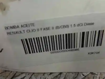 Peça sobressalente para automóvel em segunda mão bomba de óleo por renault clio ii fase ii (b/cb0) 1.5 dci diesel 65 cv / 48 kw referências oem iam   
