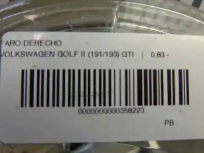 Second-hand car spare part right headlight for volkswagen golf ii (191/193) gti oem iam references 191941753b  