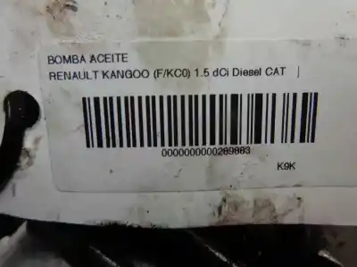 Peça sobressalente para automóvel em segunda mão bomba de óleo por renault kangoo (f/kc0) 1.5 dci diesel cat 86 cv / 63 kw referências oem iam   