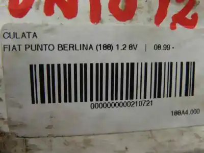 Second-hand car spare part cylinder head for fiat punto berlina (188) 1.2 8v dynamic oem iam references   