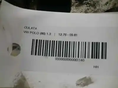Pezzo di ricambio per auto di seconda mano testata motore per volkswagen polo (861) 1.3 riferimenti oem iam 030103373b 28950 culata vwg polo 1.3 g40