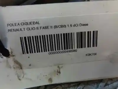 Peça sobressalente para automóvel em segunda mão polia do virabrequim por renault clio ii fase ii (b/cb0) 1.5 dci diesel 65 cv / 48 kw referências oem iam   