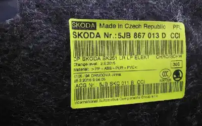 Second-hand car spare part left front door trim for skoda rapid active oem iam references 5jb867013d  ho5ja02l
