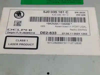 Recambio de automóvil de segunda mano de sistema audio / radio cd para skoda fabia (5j2 ) 1.2 referencias oem iam 5j0035161c  