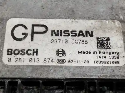 Second-hand car spare part ecu engine control for nissan qashqai+2 (jj10) 2.0 dci turbodiesel cat oem iam references 23710jg78b  0281013874