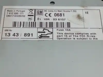Peça sobressalente para automóvel em segunda mão sistema de áudio / rádio cd por opel corsa d 1.3 16v cdti referências oem iam 13431891  
