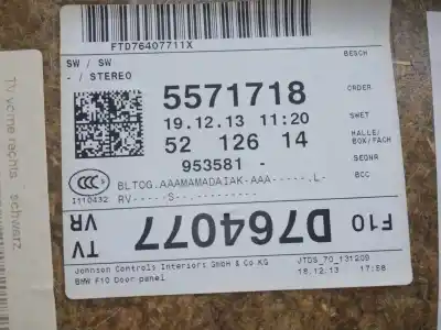 Gebrauchtes Autoersatzteil türverkleidung vorne rechts zum bmw serie 5 lim. (f10) 520d oem-iam-referenzen 5571718  