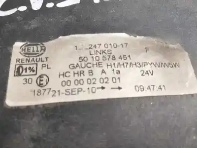 Автозапчастина б/у ліва фара для renault premium route ->2006 fas 4x2 larga distancia посилання на oem iam 124701017  