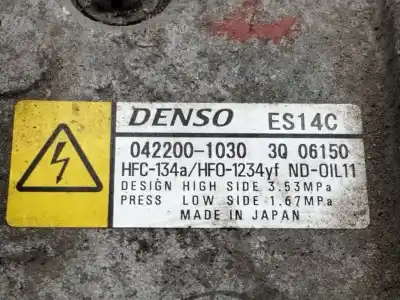 Peça sobressalente para automóvel em segunda mão compressor de ar condicionado a/a a/c por toyota auris hybrid active referências oem iam 042201030  
