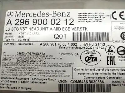 Автозапчастина б/у аудіо система / радіо cd для mercedes-benz c-class all-terrain (s206) c 220 d 4-matic (206.214) посилання на oem iam a2969000212  