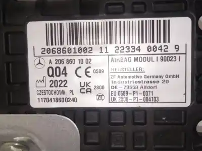 Автозапчастина б/у комплект подушки безпеки для mercedes-benz c-class all-terrain (s206) c 220 d 4-matic (206.214) посилання на oem iam a2066807805 a2068607401 a00086019019116 a206860090  