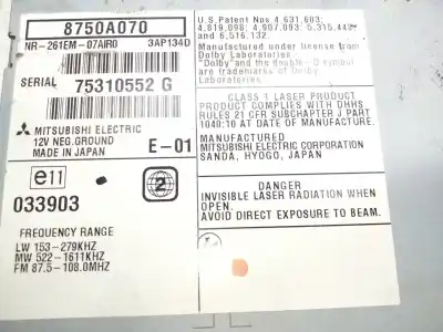 Pezzo di ricambio per auto di seconda mano impianto audio / radio cd per mitsubishi outlander (cw0) 2.0 di-d cat riferimenti oem iam 8750a070  