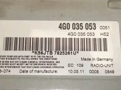 Peça sobressalente para automóvel em segunda mão sistema de áudio / rádio cd por audi a5 (8t3) 2.0 tdi referências oem iam 4g003505  