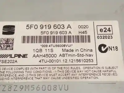 Second-hand car spare part gps navigation system for seat leon (5f1) style oem iam references 5f0919603  