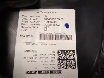 Автозапчастина б/у оббірка передніх дверей ліва для mercedes-benz clase c (w205) c 220 bluetec / d (205.002, 205.004) посилання на oem iam   