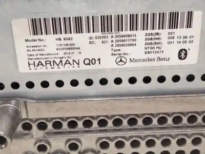 Second-hand car spare part audio system / radio cd for mercedes clase c (w205) c 220 bluetec / d (205.002, 205.004) oem iam references a2059008015  