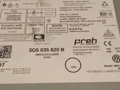 Автозапчасти б/у антенный усилитель за volkswagen t-roc (a11, d11) 1.5 tsi ссылки oem iam 3g5035820  