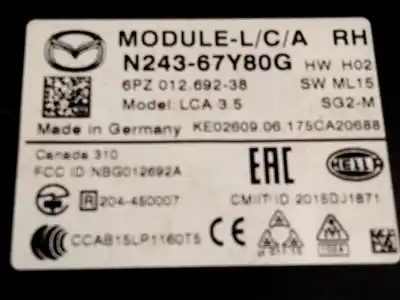 Second-hand car spare part electronic module for mazda mx-5 rf targa (nd) 2.0 (nd2e) oem iam references n24367y80g  