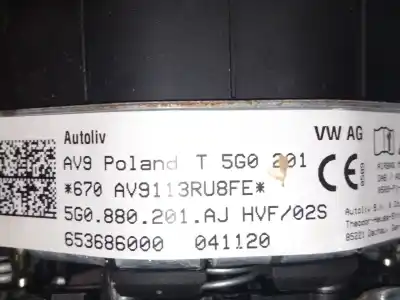 Автозапчасти б/у комплект подушки безопасности за volkswagen t-roc (a11, d11) 1.5 tsi ссылки oem iam 2ga857003a82v  2ga880204d