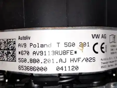 Автозапчасти б/у комплект подушки безопасности за volkswagen t-roc (a11, d11) 1.5 tsi ссылки oem iam 2ga857003a82v  2ga880204d