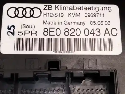 Автозапчастина б/у контроль опалення / кондиціонації для audi a4 b6 (8e2) 2.5 tdi посилання на oem iam 8e0820043  