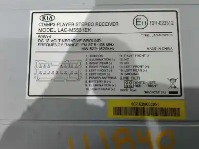 Second-hand car spare part audio system / radio cd for kia sportage lx 4x4 oem iam references lacm5531ek  3850rcm121j