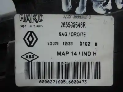 Second-hand car spare part right tailgate light for renault clio iv life oem iam references   