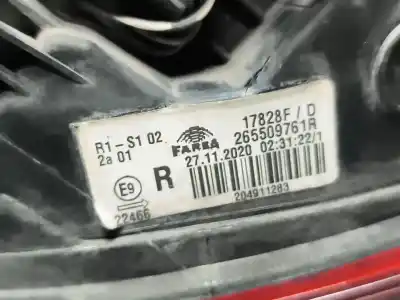 Автозапчастина б/у правий ліхтар для renault clio v (b7_) 1.0 tce 100 (b7mt) посилання на oem iam 265509761r  