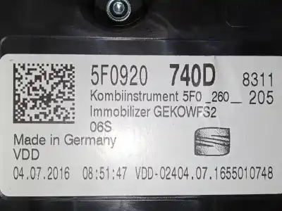 Peça sobressalente para automóvel em segunda mão quadrante por seat leon (5f1) 1.4 tsi referências oem iam 5f0920740d  