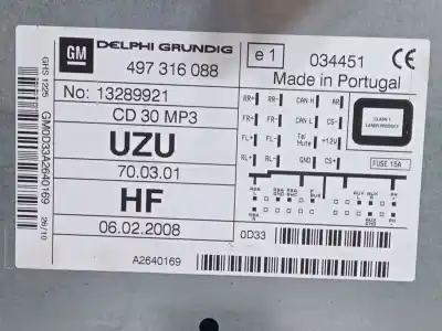 Pezzo di ricambio per auto di seconda mano impianto audio / radio cd per opel corsa d (s07) 1.2 (l08, l68) riferimenti oem iam 13289921  