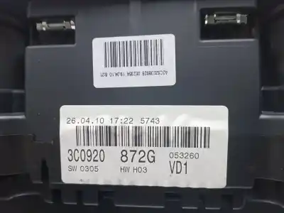 Pezzo di ricambio per auto di seconda mano pannello degli strumenti per volkswagen passat b6 variant (3c5) 2.0 tdi riferimenti oem iam 3c09207872g  