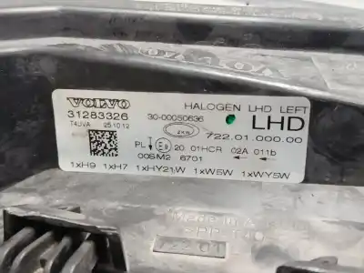 Second-hand car spare part left headlight for volvo v40 fastback (525) d2 oem iam references 31283326  