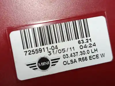 Peça sobressalente para automóvel em segunda mão farolim traseiro esquerdo por mini mini (r56) cooper referências oem iam 725591104  