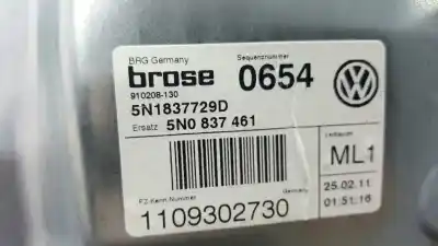 Pièce détachée automobile d'occasion léve glace avant gauche pour volkswagen tiguan (5n2) t1 bluemotion références oem iam 5n0837461 5n0837461 5n1837729d