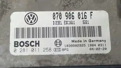 Автозапчастина б/у ебу контролер двигуна для volkswagen touareg (7la, 7l6, 7l7) 2.5 r5 tdi посилання на oem iam 070906016f 1039s02925 0281011258