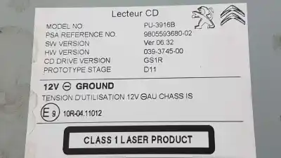 Second-hand car spare part audio system / radio cd for peugeot 308 gt line oem iam references 1613169980 9805593680 039374500