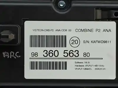 Recambio de automóvil de segunda mano de cuadro instrumentos para peugeot 208 (p2) allure referencias oem iam 9836056380  