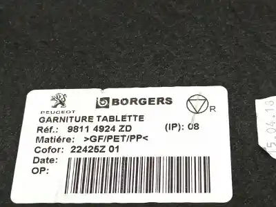 Pièce détachée automobile d'occasion plage arrière pour peugeot 3008 allure références oem iam 98114924zd  