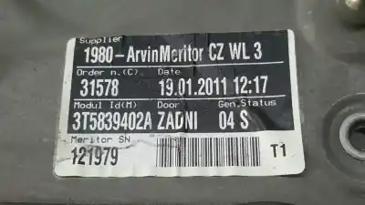 Автозапчастина б/у регулятор скла заднього правого для skoda superb combi (3t5) comfort посилання на oem iam 3t5839402a  3t0839462