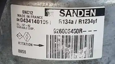 Pièce détachée automobile d'occasion compresseur de climatisation pour renault clio v zen références oem iam 926005450r  sanden 8858