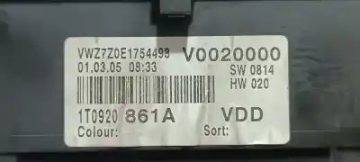 Recambio de automóvil de segunda mano de cuadro instrumentos para volkswagen touran (1t1) advance referencias oem iam 1t0920861ax  1t0920861axz02